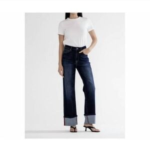 Anthropologie Wit & Wisdom Wide Leg Cuffed High Waist Denim Jeans